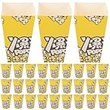 OFFIGAM 100個 入りポップコーンボックス 紙製スナック容器 明るい色彩とカー柄 使いやすく軽量で破れにくい クリスマスやパーティーに 贈り