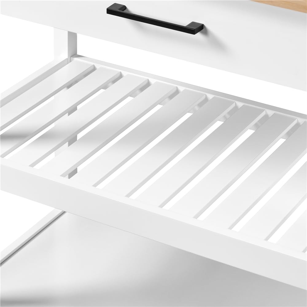 Yaheetech Carrello da Cucina Bianco a 3 Ripiani con Ruote Cassetto Carrello di Servizio Carrellino Portaoggetti Multiuso Salvaspazio Stile Moderno Porta Microonde 101,5 x 51 x 92,5 cm