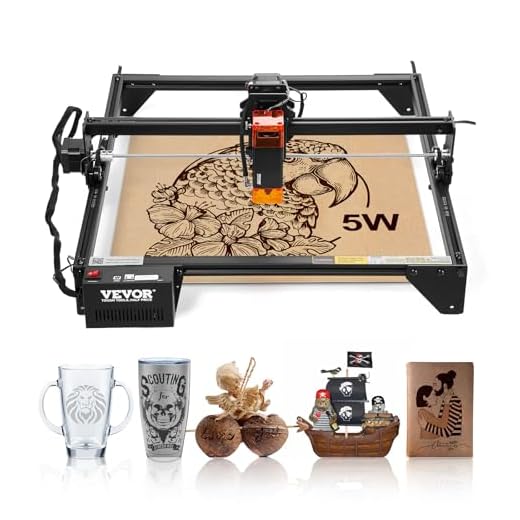 VEVOR Macchina per Incisione Laser, Potenza in Uscita 5 W, Incisore Laser, Area di Lavoro 38 x 40 cm, Velocità di Movimento 10000 mm/min, Punto Compresso con Protezione, per Legno, Metalli