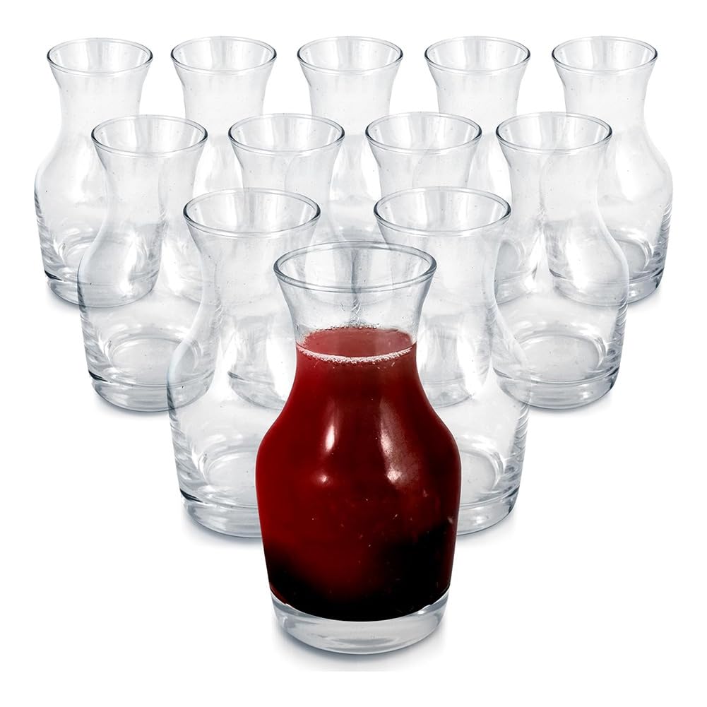 CTRLZS Glass Wine Carafe,6 Oz Small Carafe for Wine, Tasting, Champagne, Glass Wine Carafe Decanter for Individual Pours 12pcs