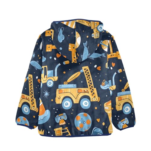 Boys Girls Fleece Jacket Cartoon Funny Excavator Fish Planet Kids Warm Hooded Outwear Coat2