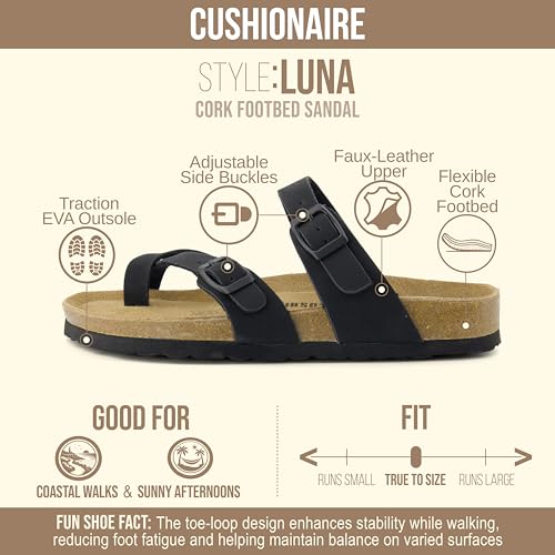 Image of CUSHIONAIRE Women's Luna Cork Footbed Sandal With +Comfort