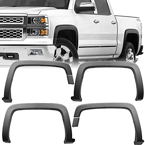 ProTuningLab OE-Style Fender Flares for 14-18 Chevy Silverado, 15-18 2500HD 3500HD, Smooth Black Finished, Set of 4