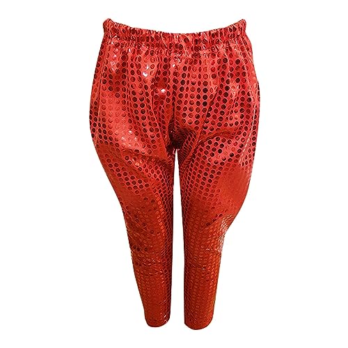 Boys Girls Metallic Pants Kids Performance Sequin Pants Elastic Waisted Glitter Dance Pants Toddler Shiny Pants
