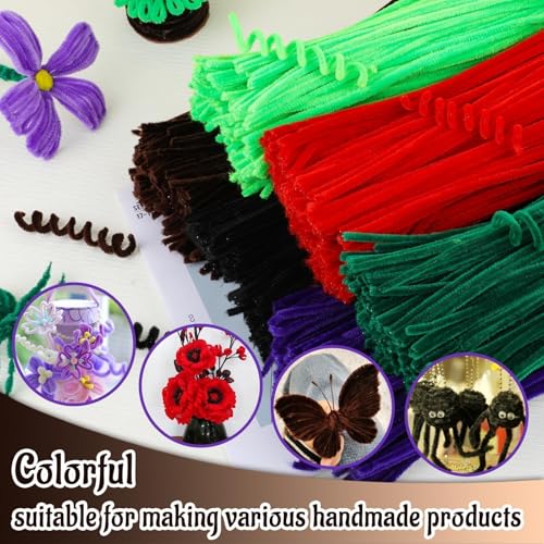 Image of Mnuizu 200pcs Pipe Cleaners, Pipe Cleaners Chenille Stems for Craft | Fuzzy Sticks Pipe Cleaners Craft Supplies for DIY Art and Craft Projects, Festival Decoration, Dark Brown