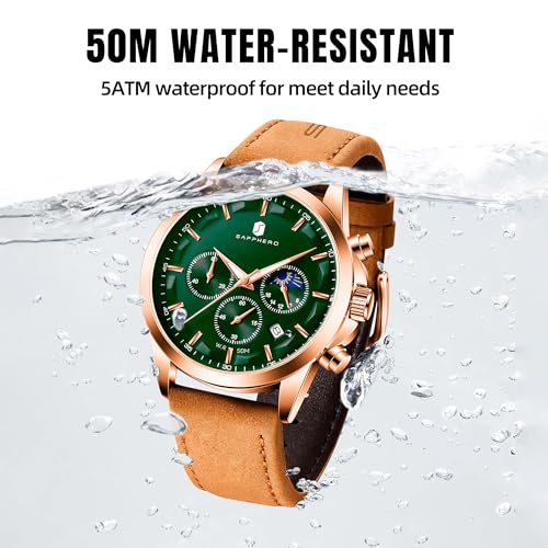 Image of BENYAR Men's Watches Waterproof Sport Military Watch for Men Multifunction Chronograph Black Fashion Quartz Wristwatches Calendar with Leather Strap