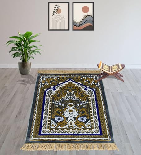 Image of Janamaz Prayer Mat - Turkey Soft Velvet Namaz Mat | Premium Aasan for Daily Salah, Janimaz Namaz, Comfortable & Durable Prayer Mat | 44x27 Inch, (01)