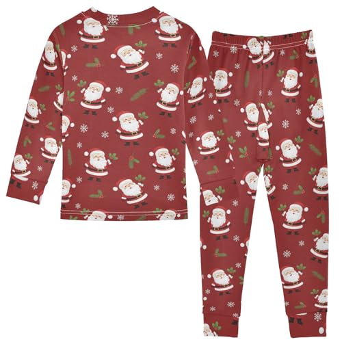 Pajama Sets Long Sleeve Santa Claus Winter Snowflakes Soft Comfy Sleepwear 2 Piece PJS 3-8T3