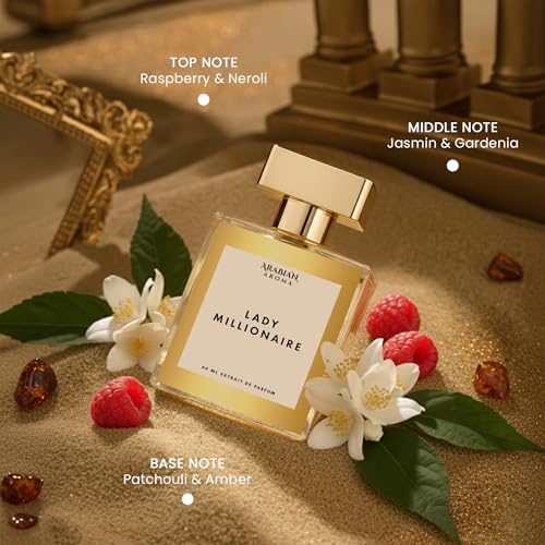 Image of Arabian Aroma Lady Millionaire Perfume For Women | Long Lasting Floral Fruity Fragrance Spray, 50 ML, Extrait De Parfum.