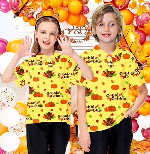 Image of AOBUTE Kids 4th of July Polo American Flag Short Sleeve Button Down Shirts Tops 3-14 Years