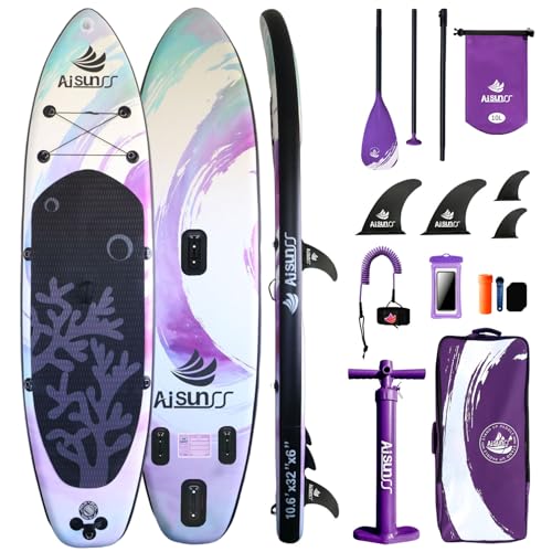 AISUNSS Inflatable Paddle Board for Adult, Paddle Board for All Skill Levels, Wide SUP Board with...