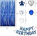 Blue Birthday Party Decorations Set with Happy Birthday Balloons Banner, Confetti Balloons, Foil Fringe Curtain for Birthday Party Supplies