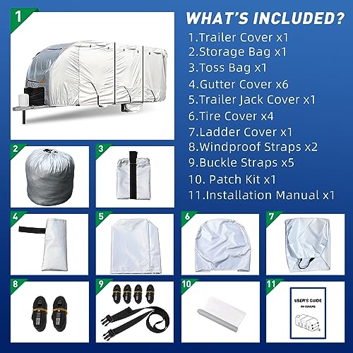 Smikodo Capa para trailer de viagem, 300D, capa para trailer, 8,2 a 9,1 m, capa de trailer de viagem