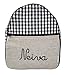 Borda y más Zaino per bambini in tela - Zaino personalizzato per bebè – Zaino asilo con nome – Zaino scuola infantile ricamato – Lino&Vichy - Nenel (Beige)