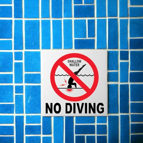 Cartel de seguridad para piscina cerámica 5.8x5.8 pulgadas miniatura 5