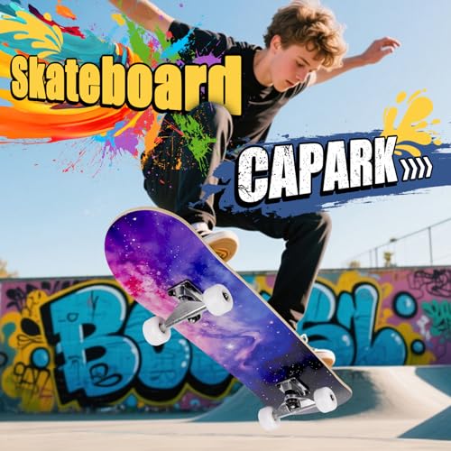 Image of Skateboards for Beginners Adults Youths Teens Kids Girls Boys 31 Inch Pro Complete Skate Boards 7 Layer Canadian Maple Double Kick Concave Longboards