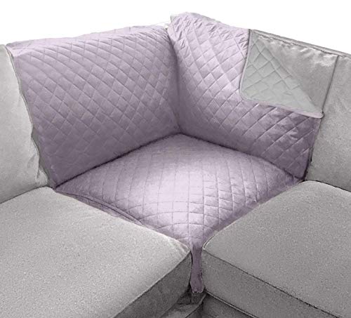 Sofa Shield Patented Sectional Slip Cover, Large Cushion Protector, Reversible Stain And Dog Tear Resistant Slipcover, Quilted Microfiber 30X30” Seat, Washable Covers For Dogs Pets Kids Purple Lt Gray #TOP1