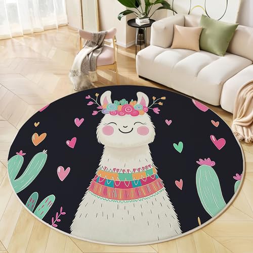 Tapis rond chameau rose 60cm doux lavable en machine chambre salon
