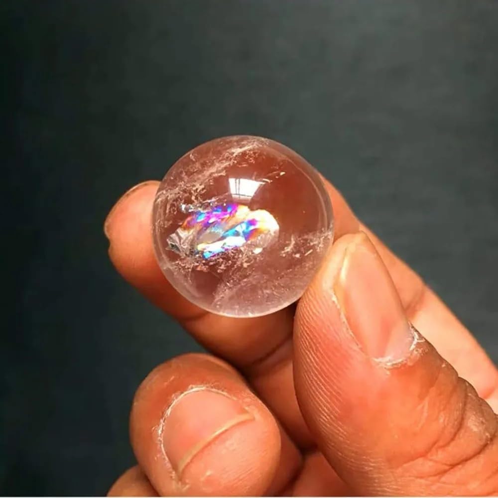 HSMXNEONJB Decorative Ornaments Transparent Rainbow Quartz Ball Crystal Crystal Quartz Ball with Base