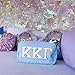 Kappa Kappa Gamma Nylon Makeup Travel Bag, Glitter Greek Letter Patch, Cosmetic Case - Blue - ΚΚΓ