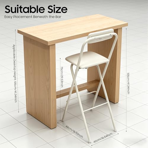 Butaco plegable con respaldo, silla alta plegable de barra para cocina, isla, cafetería o comedor (blanco, 1 unidad) miniatura 2