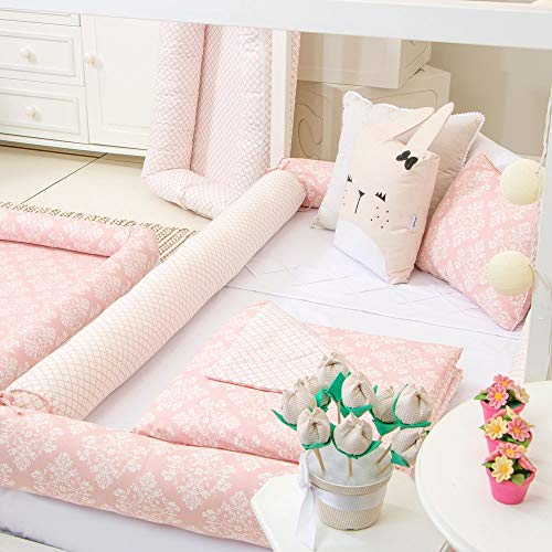 Kit Montessoriano Rolinho 4 Peças Jardim Secreto Rosa (Colchão 1, 60 x 0, 78), Biramar Baby, Rosa