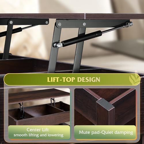 Image of WLIVE Lift Top Coffee Table with 2 Drawers, Large Storage, Espresso