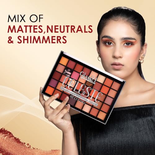 Image of Glam21 Celeste Professional Eyeshadow Palette | All-in-One Eyeshadow Palette & Highly Pigmented | 40 Selected Shades | Matte & Shimmer Shades - 50gm | Blissful-02