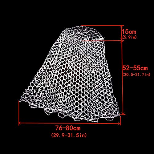 Depth 24.8" Rubber Fly Fishing Net Replacement For Fish Landing Net,Soft Rubber Mesh Net Large Size Clear Color #TOP2