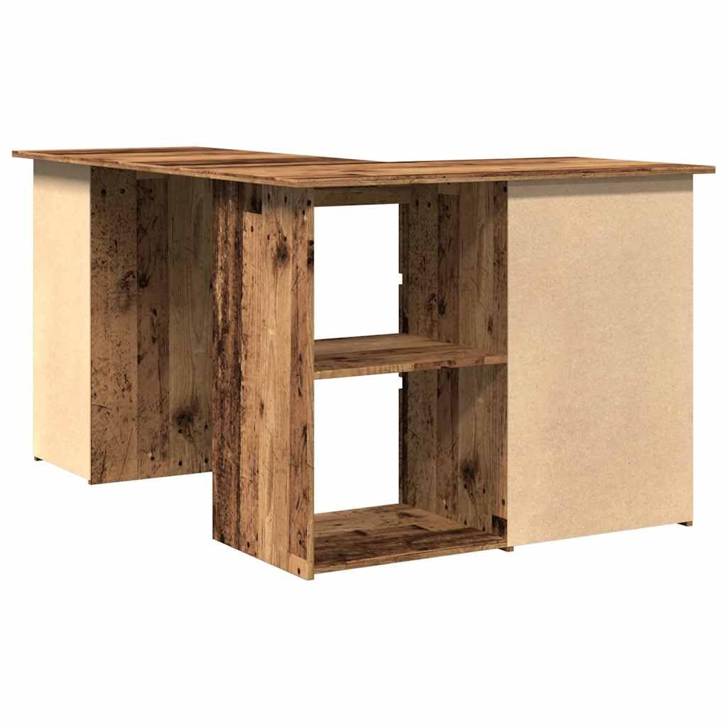 vidaXL Bureau d'angle vieux bois 145x100x76 cm bois d'ingénierie, bureau, bureau d'étude, mobilier de bureau à domicile, bureau d'ordinateur