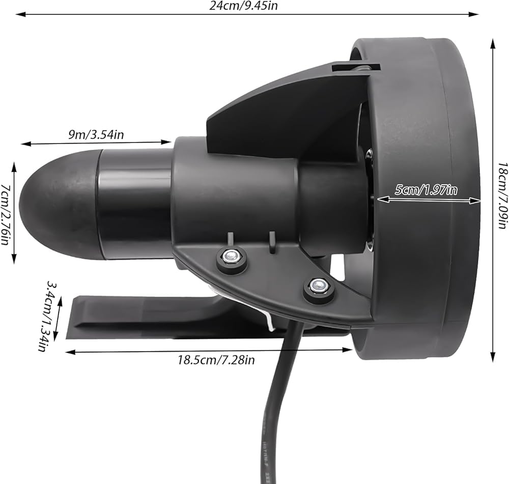 Propulsor de motor sumergible sin escobillas de 288 W impermeable – Sistema de propulsión por chorro 4-5 km/h para kayaks, botes inflables, tablas de pádel y manualidades marinas