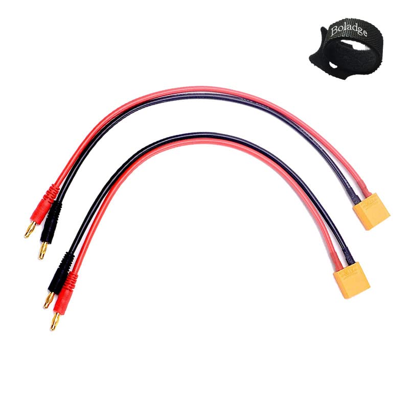 Cable De Carga XT90 A Banana 4mm – 30 Cm De Cable 12 AWG, Conexión Para Baterías RC Y Cargadores
