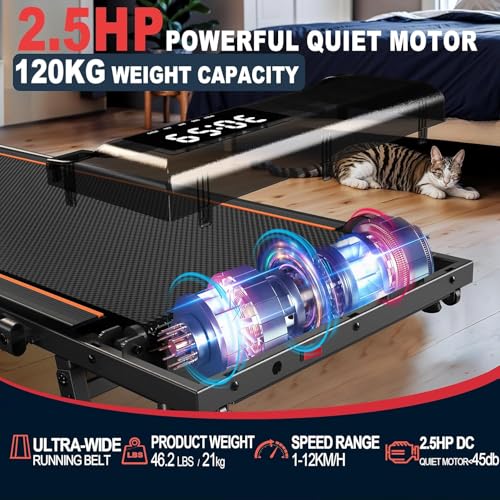 Elektrische Loopband voor Thuis met 7% Helling 4-in-1 Walking Pad Treadmill TW2 2,5pk Motor met Snelheid 12km/u | TW1 2,25 pk Motor Snelheid 6km/u,Led-display, Zonder Installatie (zwart) - Afbeelding 5