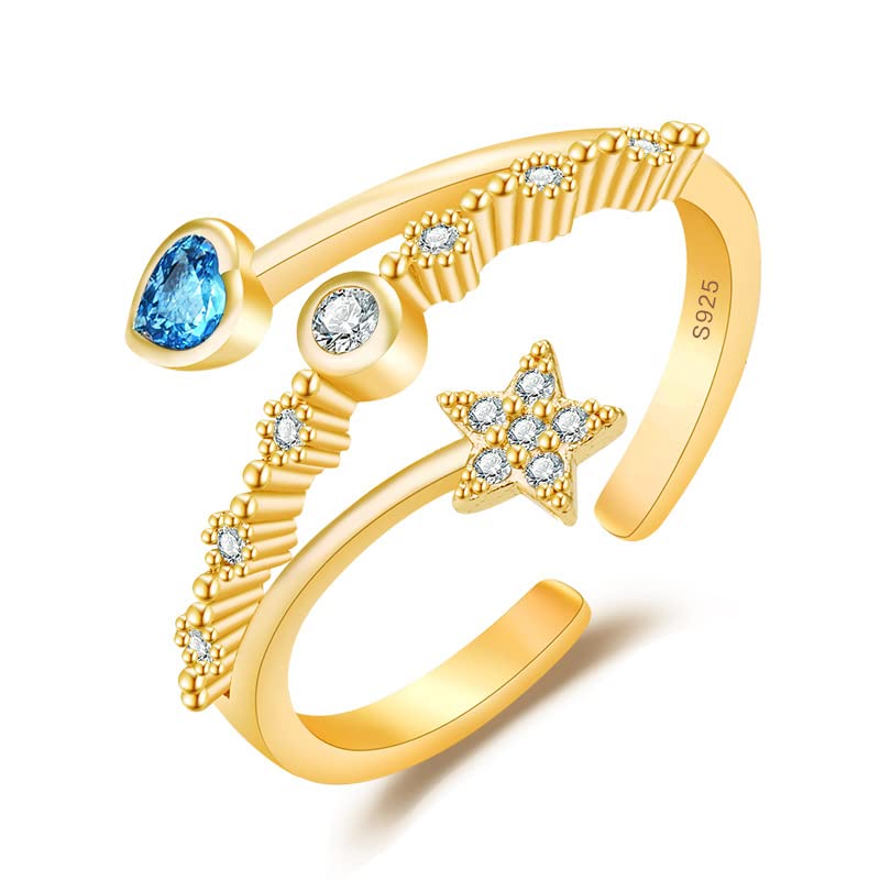 Iridescently poised Delicate Peach Heart & Star Diamond Ring For Women & Girls-image-4