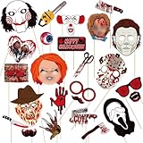 26-STK Halloween-Fotokasten-Requisiten-Set–Halloween Cupcake Topper,Gruselige Totenkopfmaske,Todestag-Fiesta-Dekoration–Herbst,Freitag,der 13,Hal loween,für Halloweenfeiern Dekoration
