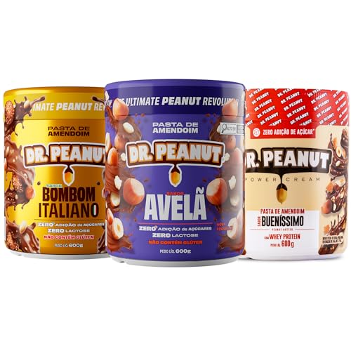 Kit 3x Pasta de Amendoim 600g com Whey Protein - Dr Peanut AVELA - BOMBOM ITALIANO - BUENISSIMO