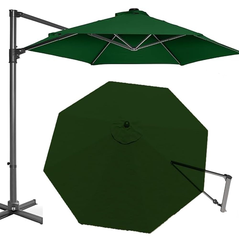 10Ft 11.5ft Patio Umbrella Replacement Canopy For Cantilever Umbrella Round, 8 Ribs Market Umbrella Top Cover, Pool Parasol Offset Umbrella Canopy Top Only