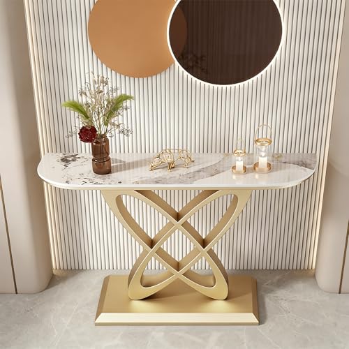 CJWKXQOL Mesa Consola Moderna, Mesa Larga Detrás del Sofá Aparador de Anchura Tras el Sofá para Entrada, Sala de Estar, Pasillo, Estíbulo, Dormitorio(Mixed Gold,39.4x11.8x33.5in)