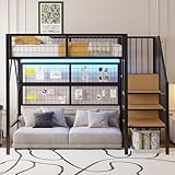 LIT ROBUSTE ET DURABLE : Ce lit mezzanine en métal de haute qualité garantit stabilité et sécurité, offrant un confort durable au quotidien.