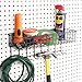 Spectrum Pegboard & Wall Mount Wire Basket With 8-Hook Station (Industrial Gray) - Storage & Organizer For Garage, Tools, Shed, Home, Work Bench, Crafts, & More