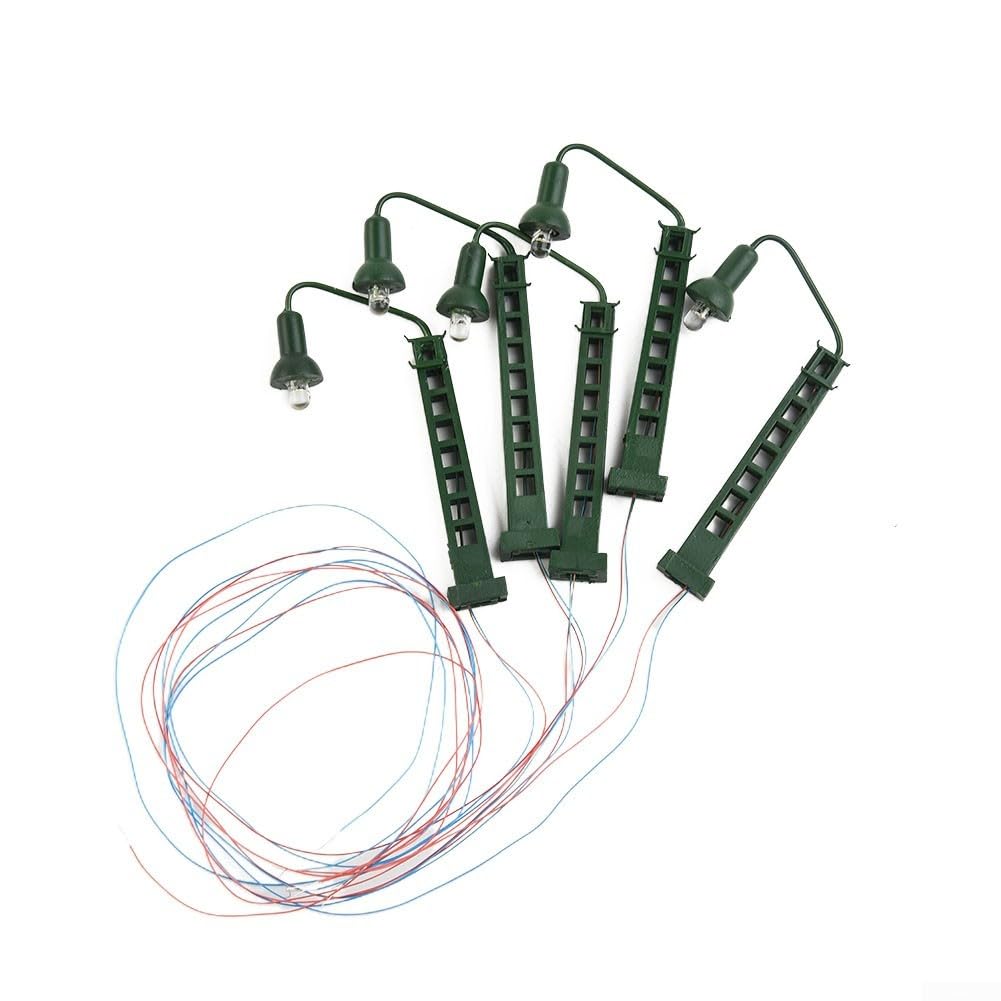 5 Lampadaires LED Pour Modélisme Ferroviaire - Mâts En Treillis Avec Fils Et Résistances - Éclairage Miniature HO N