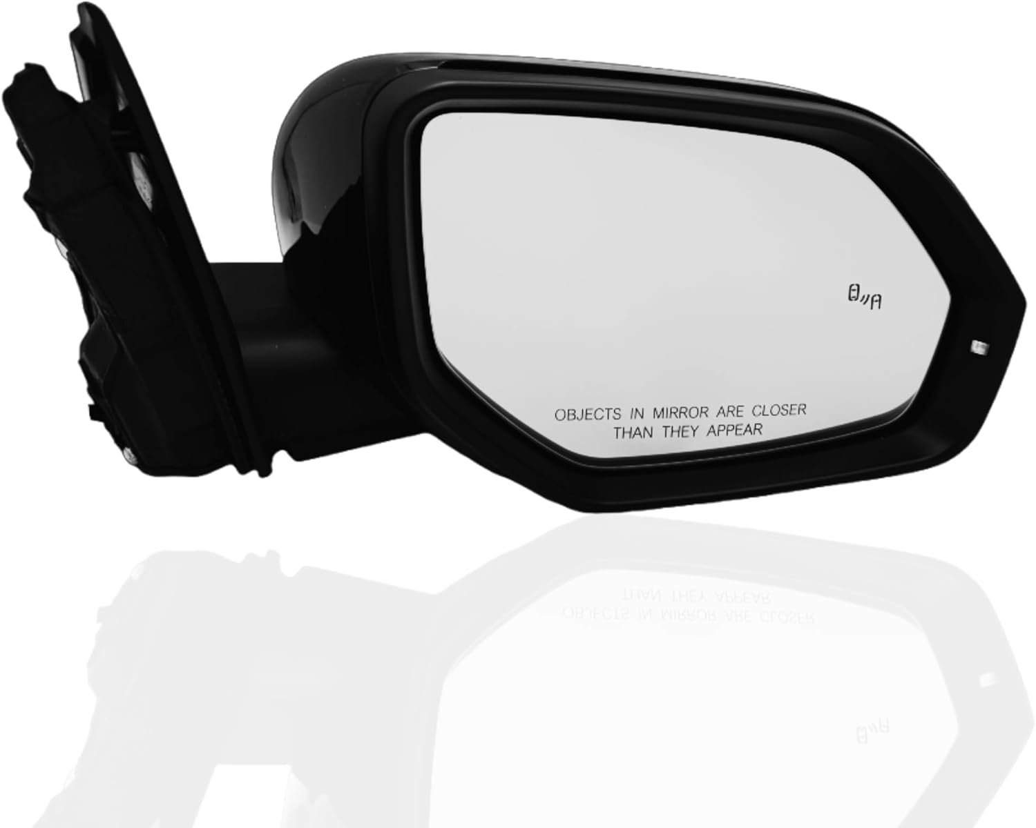 Passenger Side Mirror Compatible With Volkswagen Atlas 2018 2019 2020 2021 2022 2023 2024 With Heated Power Mirror Turn Signal Light Blind Spot Indicator (6+2 Pins) Gloss Black (RH)