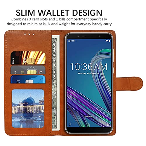 Image of Flip Cover Compatible with Asus Zenfone Max Pro M1 | Premium Leather Finish | Inbuilt Pockets & Stand | Flip Cover Back Case for Asus Zenfone Max Pro M1 (CamelBlue)