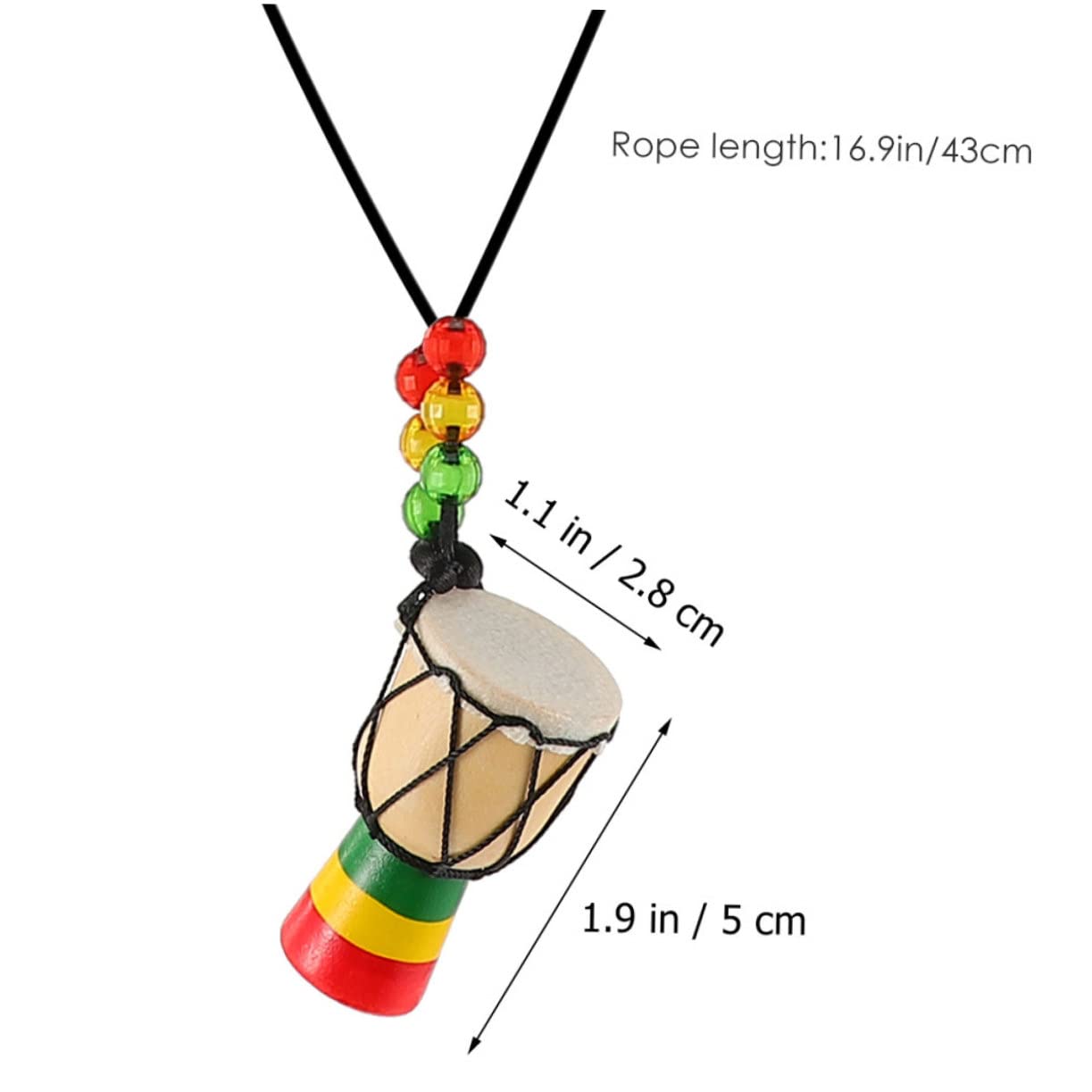 KOMBIUDA 14 pezzi Collana con Ciondoli Forma di Tamburo Africano in Legno Naturale Pendenti Unici e Durevoli per Stile Elegante e Creativo