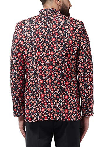 Image of Sojanya Since 1958 Men's Cotton Blend Black & Red Printed Blazer, Size: 38SJR-Blazer-Print-1594-Black-38