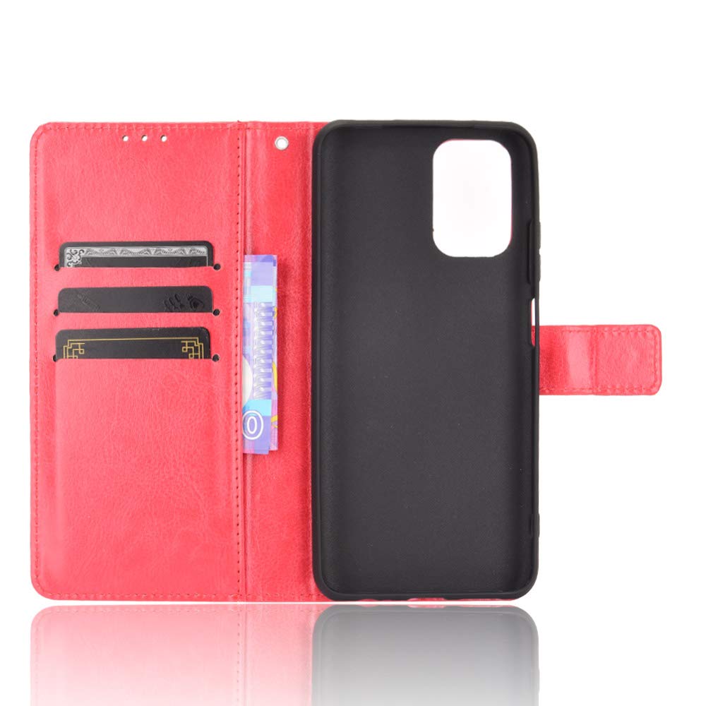 Cover In Pelle Per Xiaomi Redmi Note 10 Pro / Pro Max: Elegante, Porta Carte E Supporto Integrato – Colore Rosso - 4