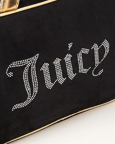 Juicy Couture Black Makeup Bag Cosmetics Organizer Travel Essentials Weekender Velour Rhinestone Gold Trim2