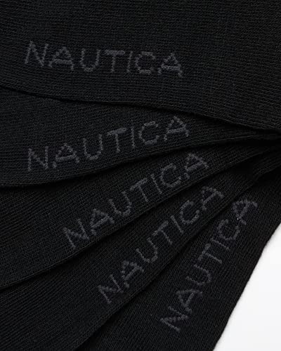 Nautica Men's Dress Socks - Patterned Crew Socks (10 Pack), Size Shoe Size: 6-12.5, Pure Black #TOP2