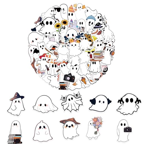 150 Stück Halloween Geister Sticker Süße Dekosticker Sticker Halloween für Partys,Kinder,Teens und Erwachsene Ideal für Wasserflaschen,Laptops und Tassen