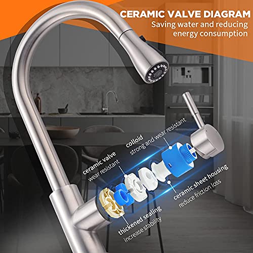 Grifos de cocina Vantor de acero inoxidable y níquel cepillado para fregadero 7